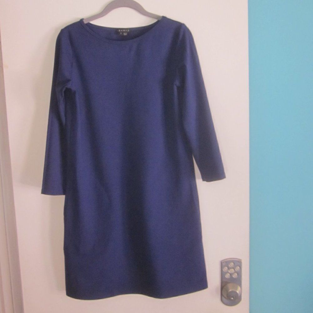 Theory Womens Size S Classic Blue Work Office Pullover Sheath Dress 3/4 Sleeve